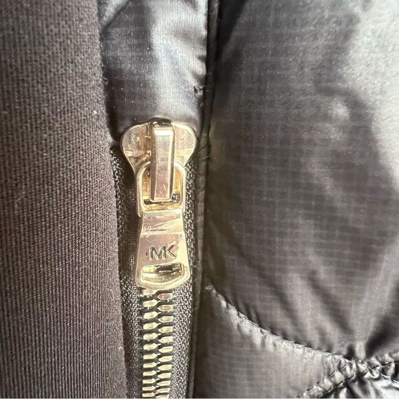 Michael Kors Jacket Coat Womens Small Black Quilted Neoprene Zip Up MK Logo - Picture 5 of 9